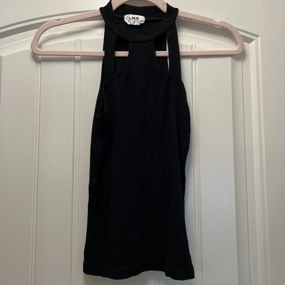 LNA Women's Ribbed Pullover Casual Summer Halter Tank Top Black Size XS